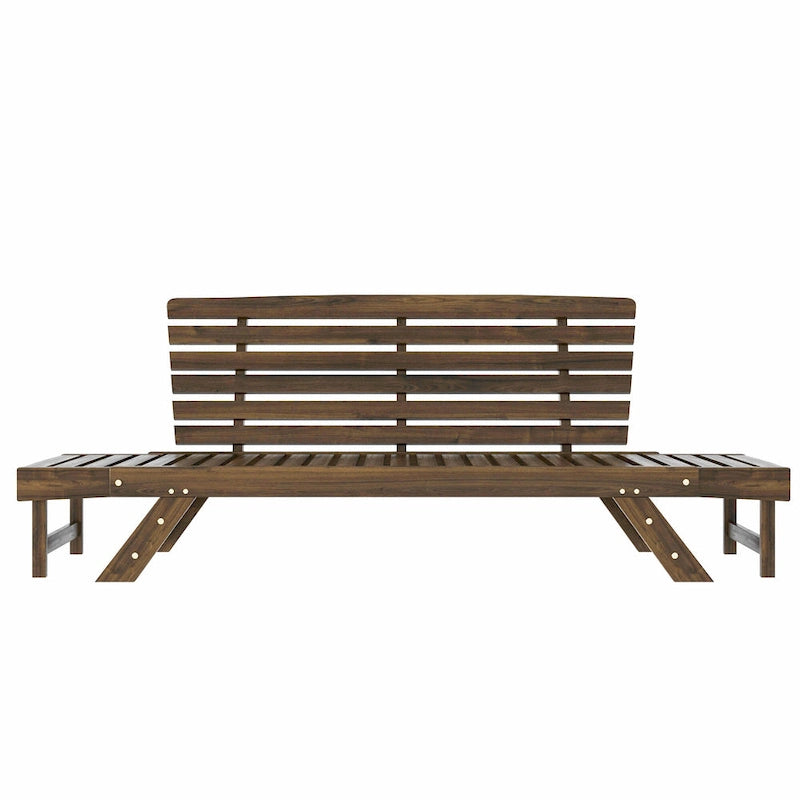 Outdoor Adjustable Patio Wooden Daybed Sofa Chaise Lounge with Cushions