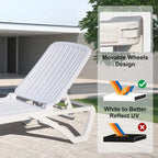 Outdoor Chaise Lounge, Pool Lounge Chair Plastic Adjustable Recliner In-Pool Lounger Tanning Lounge Chair