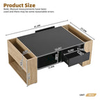 Modern Coffee Table, Two-Tone Center Table with Open Storage Shelf and 2 Drawers, Suitable for Living Room, Bedroom