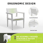 GDFStudio - Matte White & Grayish 6-Piece Patio Aluminum Dining Set with Sunbrella Cushions