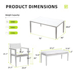 GDFStudio - Matte White & Grayish 6-Piece Patio Aluminum Dining Set with Sunbrella Cushions