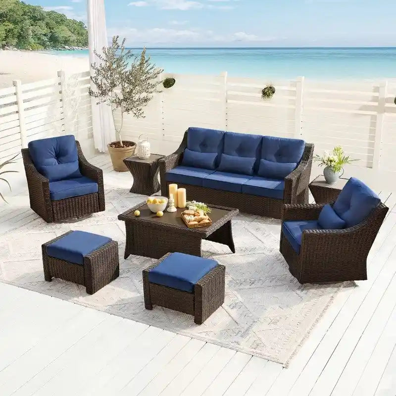 Murphy 8-Piece Outdoor Wicker Patio Furniture Conversation Sofa Sets