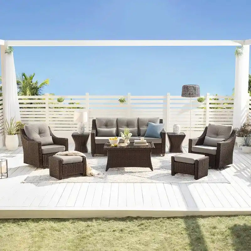 Murphy 8-Piece Outdoor Wicker Patio Furniture Conversation Sofa Sets