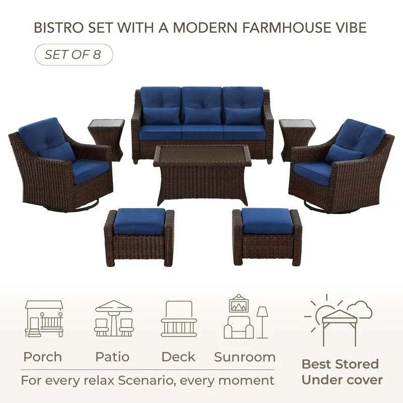 Murphy 8-Piece Outdoor Wicker Patio Furniture Conversation Sofa Sets