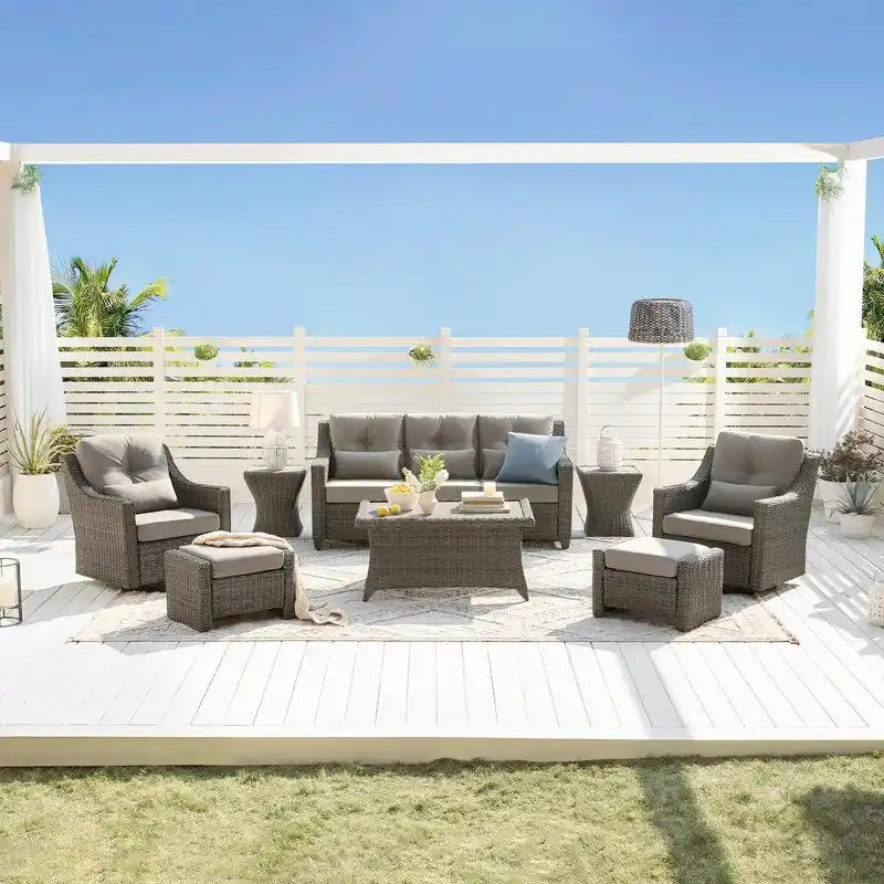 Murphy 8-Piece Outdoor Wicker Patio Furniture Conversation Sofa Sets