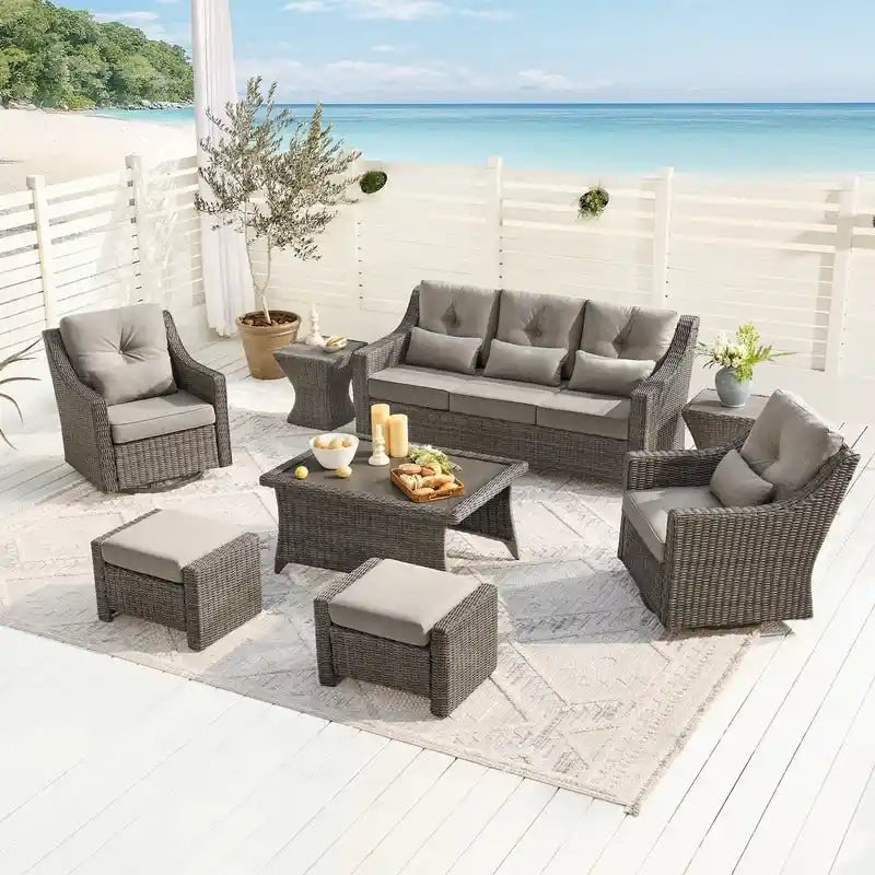 Murphy 8-Piece Outdoor Wicker Patio Furniture Conversation Sofa Sets