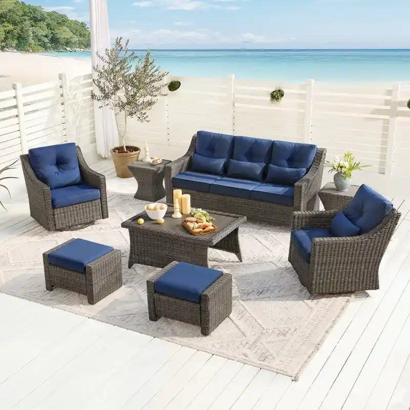 Murphy 8-Piece Outdoor Wicker Patio Furniture Conversation Sofa Sets