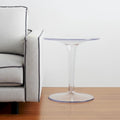 HomeRoots 20  Clear Heavy Duty Plastic Indoor Outdoor Round Pedestal End Table