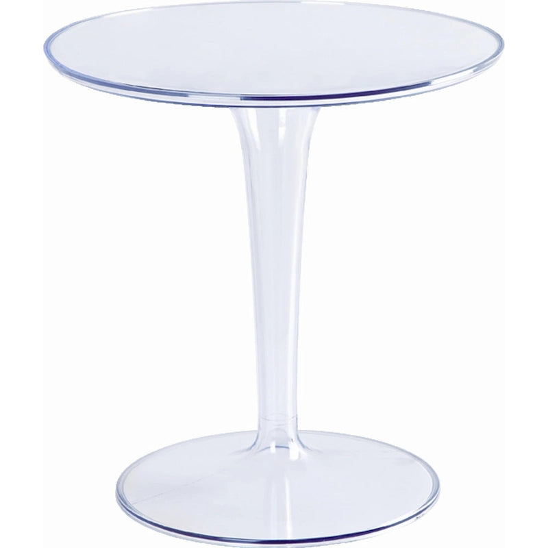 HomeRoots 20  Clear Heavy Duty Plastic Indoor Outdoor Round Pedestal End Table