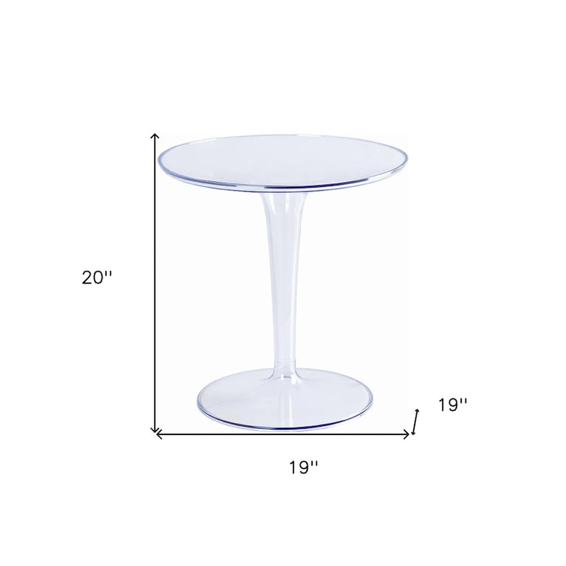 HomeRoots 20  Clear Heavy Duty Plastic Indoor Outdoor Round Pedestal End Table