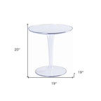 HomeRoots 20  Clear Heavy Duty Plastic Indoor Outdoor Round Pedestal End Table