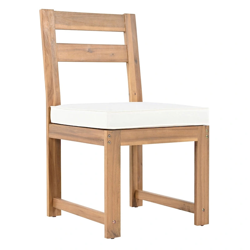 7 Piece Patio Table and Chairs Set, Wood Dining Table Set for 6 with Umbrella Hole, 2 Armchairs & 4 Side Chairs