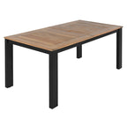 7 Piece Patio Table and Chairs Set, Wood Dining Table Set for 6 with Umbrella Hole, 2 Armchairs & 4 Side Chairs