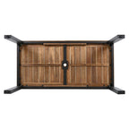 7 Piece Patio Table and Chairs Set, Wood Dining Table Set for 6 with Umbrella Hole, 2 Armchairs & 4 Side Chairs