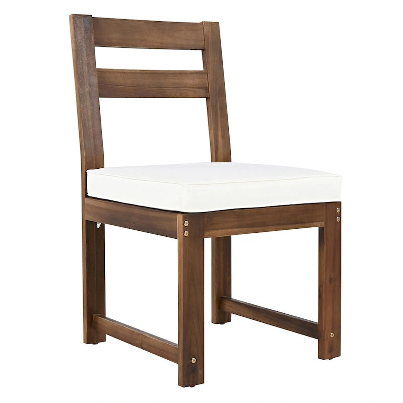 7 Piece Patio Table and Chairs Set, Wood Dining Table Set for 6 with Umbrella Hole, 2 Armchairs & 4 Side Chairs