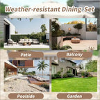 Outdoor Dinning Set 4-Person Outdoor Wooden Dinning Set with an Umbrella Hole and Removable Cushions