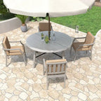 Outdoor Dinning Set 4-Person Outdoor Wooden Dinning Set with an Umbrella Hole and Removable Cushions
