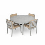 Outdoor Dinning Set 4-Person Outdoor Wooden Dinning Set with an Umbrella Hole and Removable Cushions
