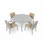 Outdoor Dinning Set 4-Person Outdoor Wooden Dinning Set with an Umbrella Hole and Removable Cushions