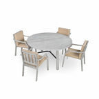 Outdoor Dinning Set 4-Person Outdoor Wooden Dinning Set with an Umbrella Hole and Removable Cushions