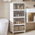 Javlergo 4 Tier Bathroom Storage Cabinet Storage Bins with Lid Stackable Storage Boxes Foldable Storage Organizers