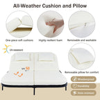 Outdoor Double Chaise Lounge Chair with 5-Position Adjustable Backrest, Patio PE Rattan Reclining Chair 2-Person Sunbed Daybed