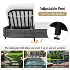 Outdoor Double Chaise Lounge Chair with 5-Position Adjustable Backrest, Patio PE Rattan Reclining Chair 2-Person Sunbed Daybed