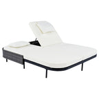 Outdoor Double Chaise Lounge Chair with 5-Position Adjustable Backrest, Patio PE Rattan Reclining Chair 2-Person Sunbed Daybed
