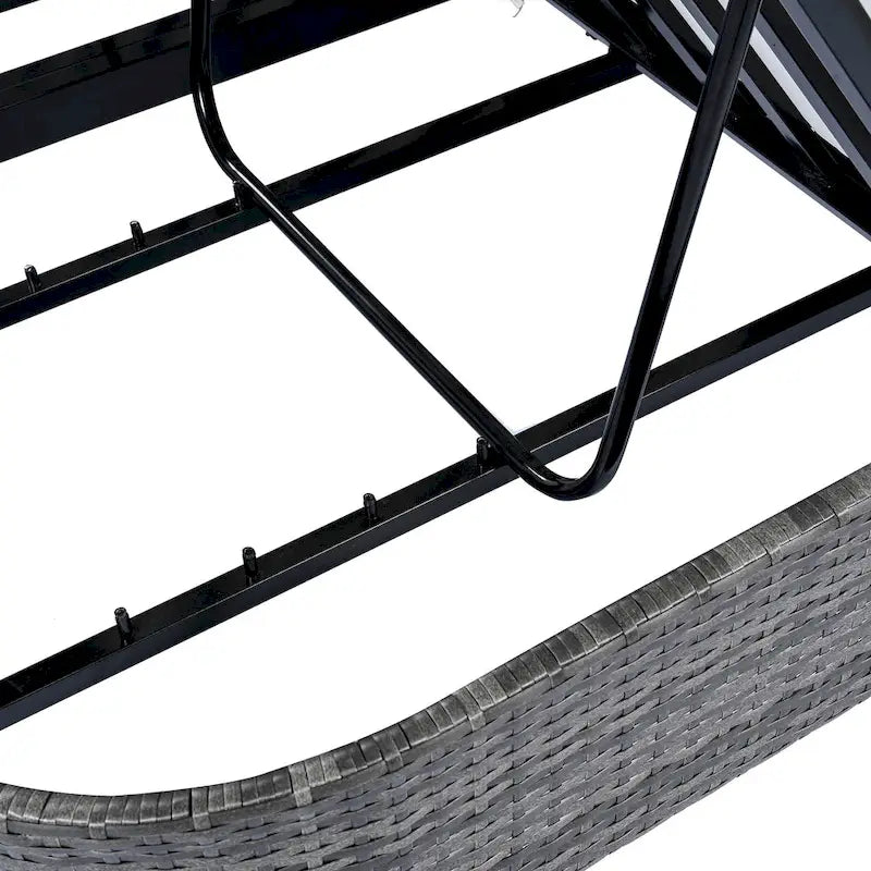 Outdoor Double Chaise Lounge Chair with 5-Position Adjustable Backrest, Patio PE Rattan Reclining Chair 2-Person Sunbed Daybed