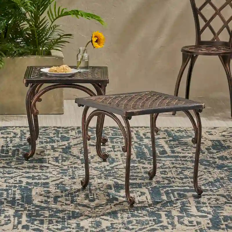 outdoor CAST END TABLE,SET OF 2 PCS