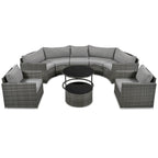 9-Pieces Outdoor Half-moon Patio Sofa Set