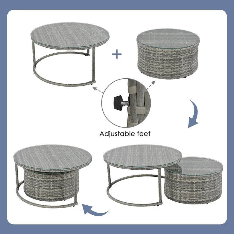 9-Pieces Outdoor Half-moon Patio Sofa Set