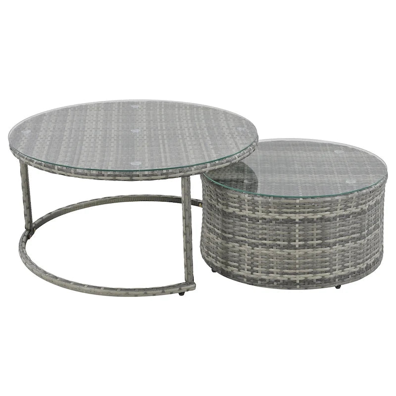 9-Pieces Outdoor Half-moon Patio Sofa Set