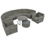 9-Pieces Outdoor Half-moon Patio Sofa Set