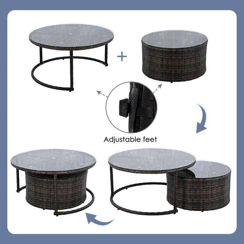 9-Pieces Outdoor Half-moon Patio Sofa Set