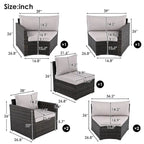 9-Pieces Outdoor Half-moon Patio Sofa Set