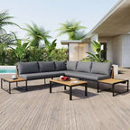 4-Pieces Outdoor Sofa Set with Waterproof Cushions