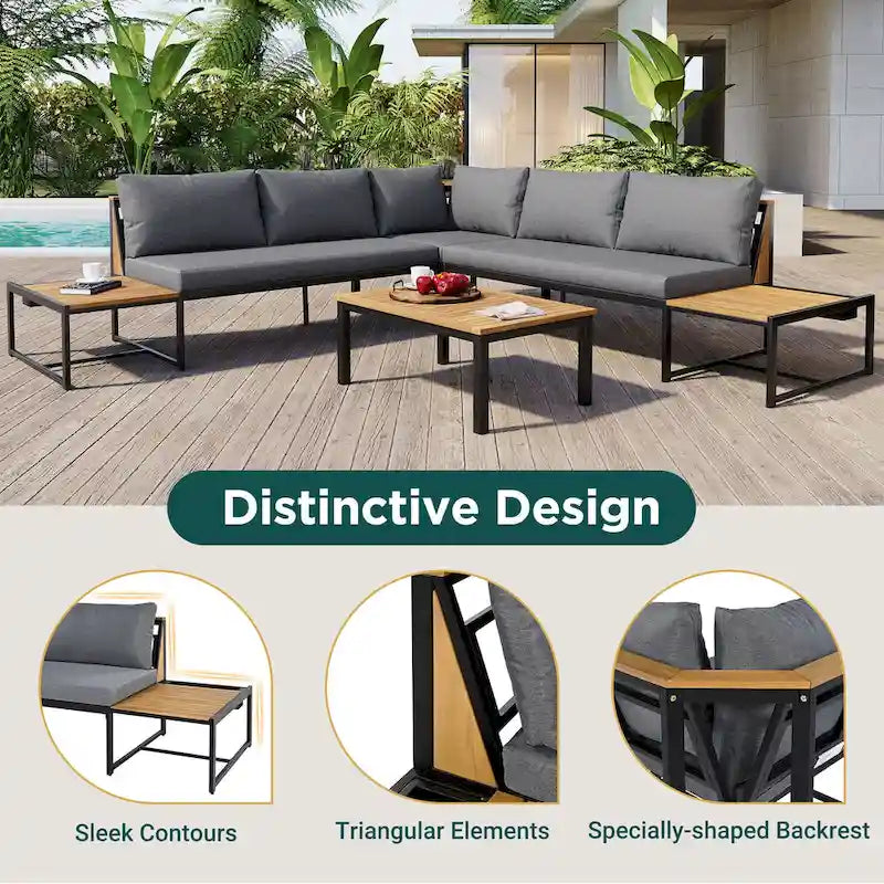 4-Pieces Outdoor Sofa Set with Waterproof Cushions