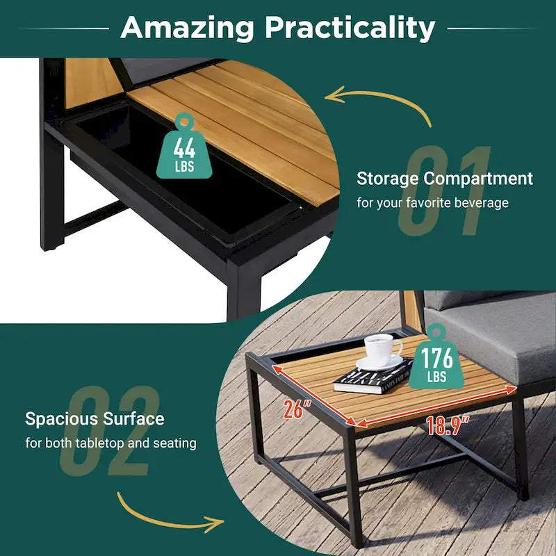 4-Pieces Outdoor Sofa Set with Waterproof Cushions