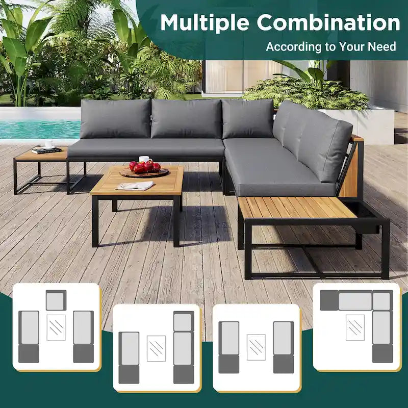 4-Pieces Outdoor Sofa Set with Waterproof Cushions