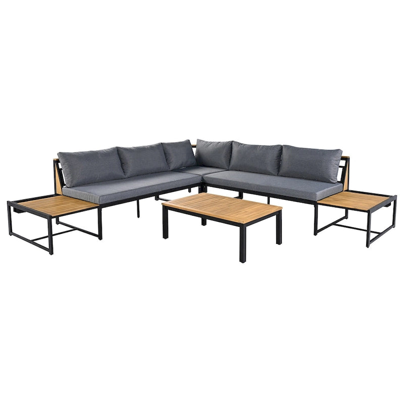 4-Pieces Outdoor Sofa Set with Waterproof Cushions