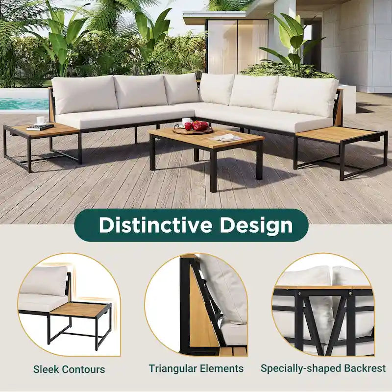 4-Pieces Outdoor Sofa Set with Waterproof Cushions
