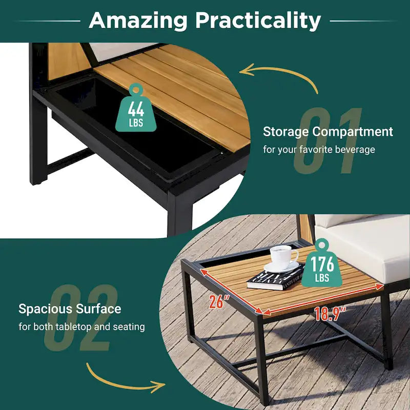 4-Pieces Outdoor Sofa Set with Waterproof Cushions