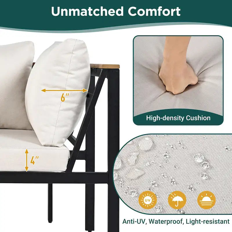 4-Pieces Outdoor Sofa Set with Waterproof Cushions