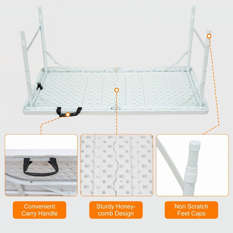 4ft Foldable Table for Camping White