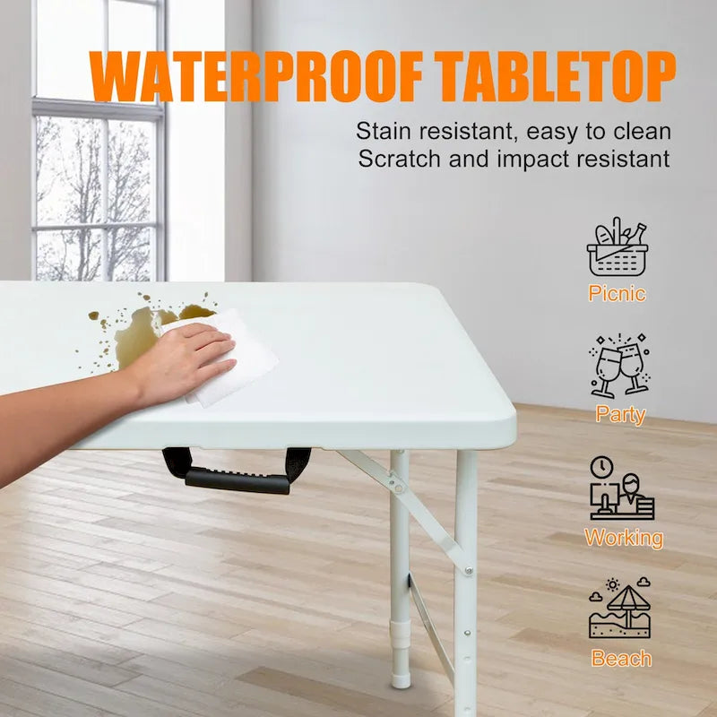4ft Foldable Table for Camping White