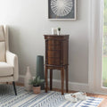 Carved Jewelry Armoire with Drawers - 32.25  - Walnut Brown