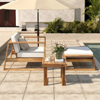 Acacia Wood Outdoor Lounge Set - Chair & Ottoman