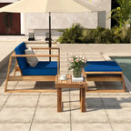 Acacia Wood Outdoor Lounge Set - Chair & Ottoman