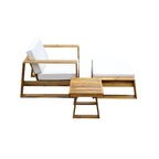 Acacia Wood Outdoor Lounge Set - Chair & Ottoman